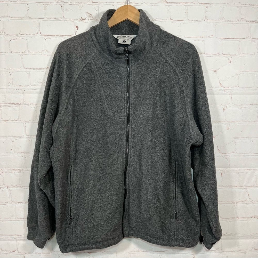 Vintage Columbia Jacket Womens Large Gray Fleece Full Zip Outdoor Zip Pockets